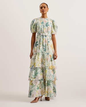 Peignoir Ted Baker Belted Floral Tiered Maxi Blanche Femme | QRF-71526968